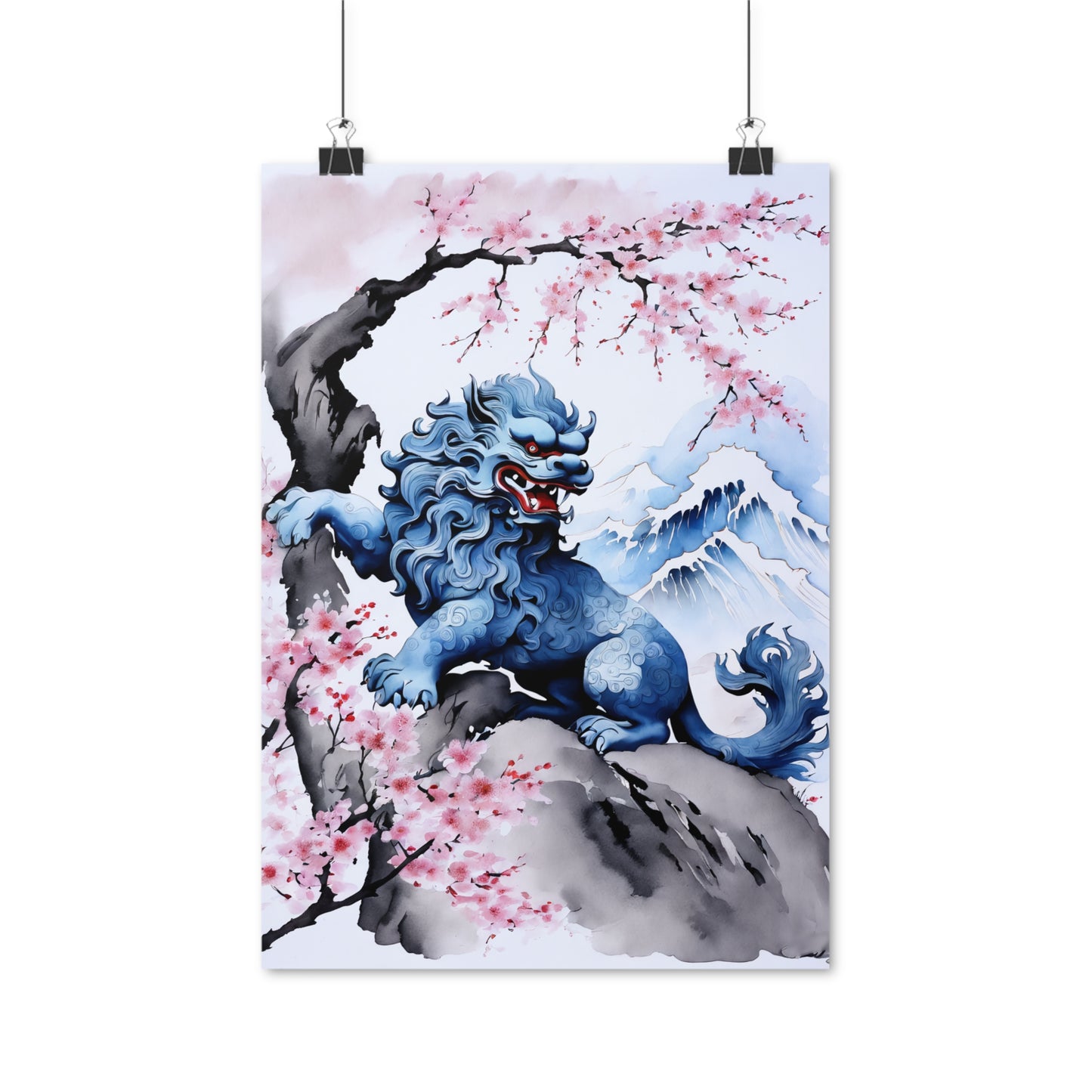 Sumi-e Art - Komainu • Traditional Japanese Art on high quality poster