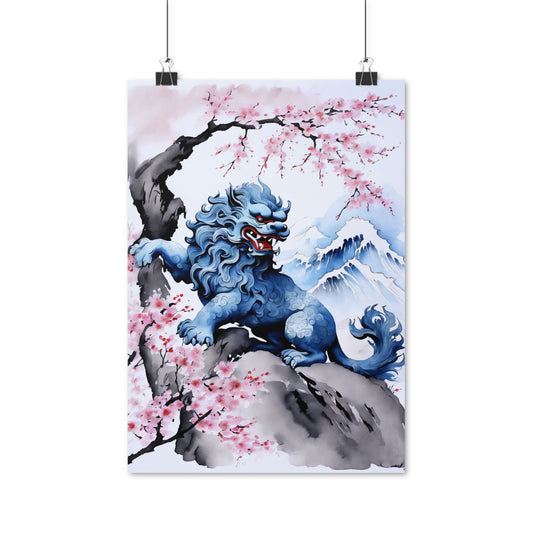 Sumi-e Art - Komainu • Traditional Japanese Art on high quality poster