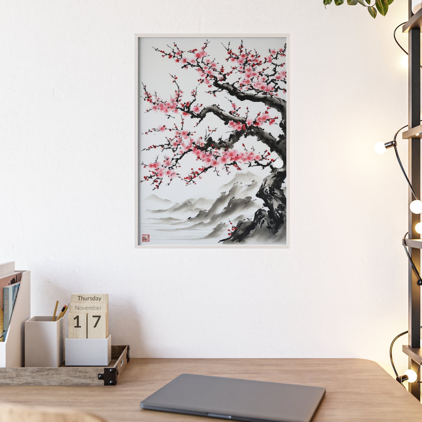 Sumi-e Art - Bodhi Tree • Traditional Japanese Art • Framed