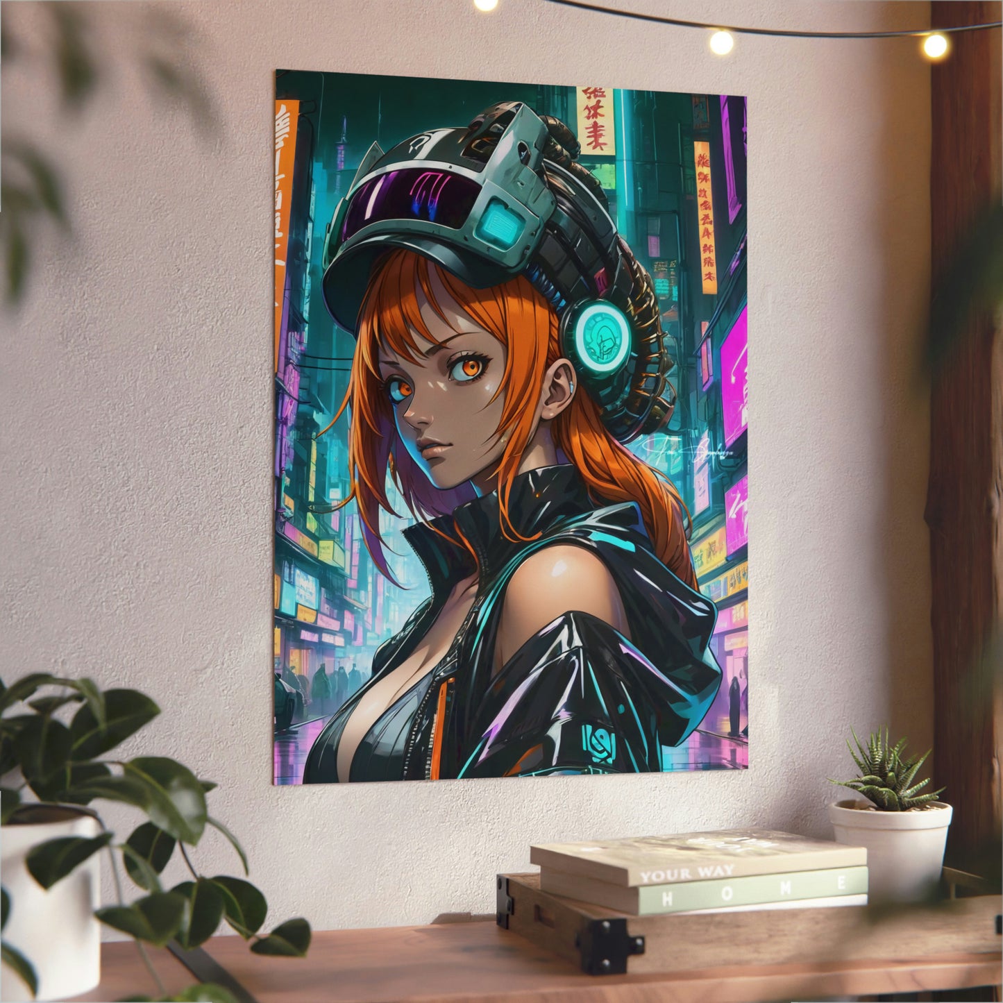 Cyberpunk Nami Portrait 🇩🇪 GER Shipping - Anime Art on Metal Poster