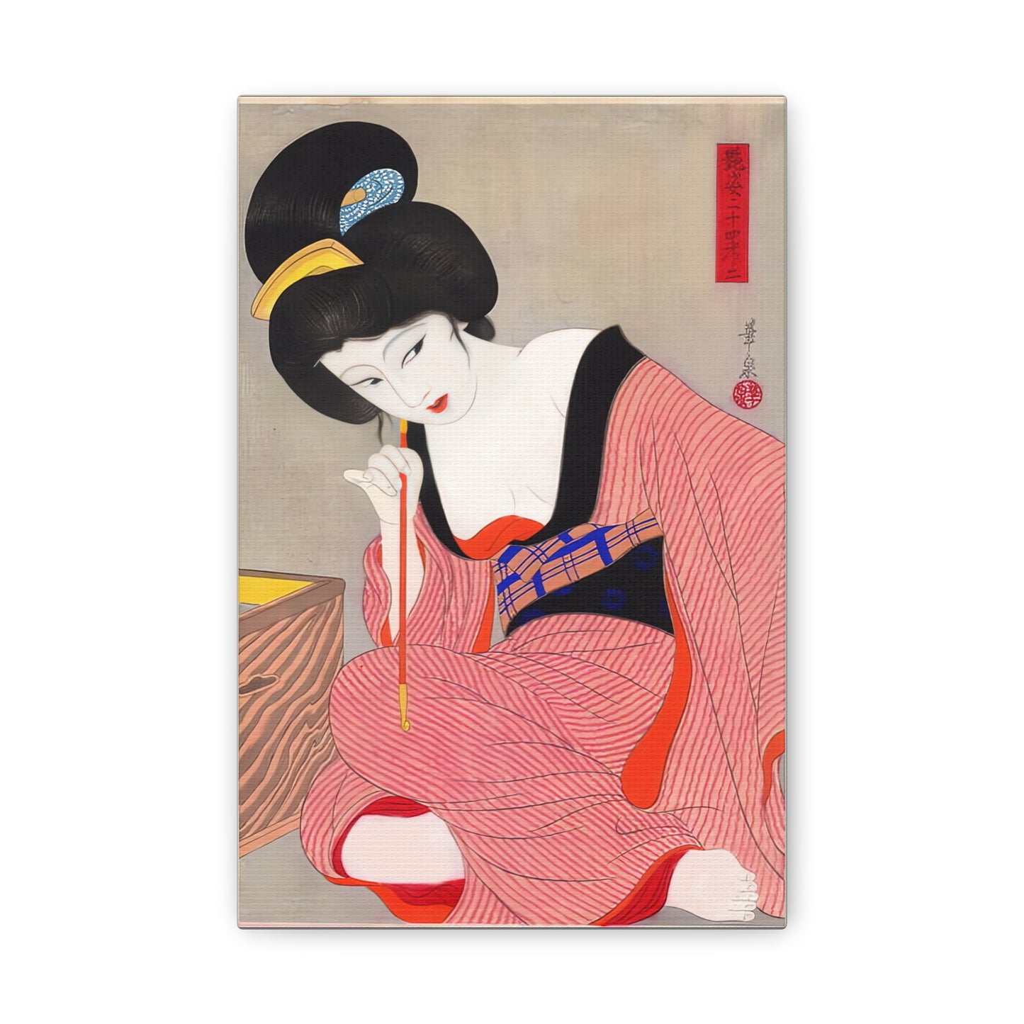 Ukiyo-e Art  - Before the mirror - Ōhira Kasen • Traditional Japanese Art on high quality Canvas