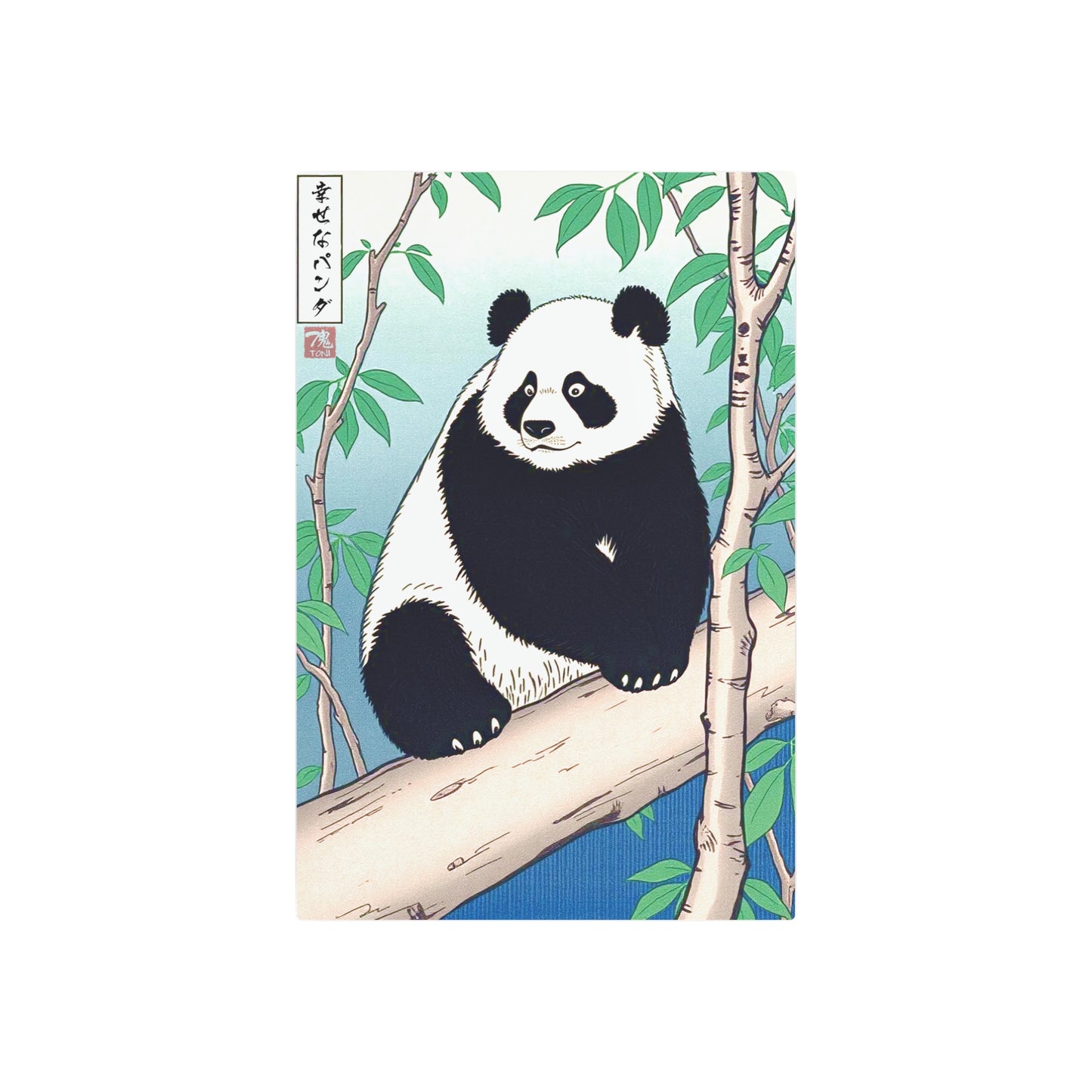 Ukiyo-e Art - Happy Panda 🇺🇸 US Shipping - Traditional Japanese Art on Metal Poster