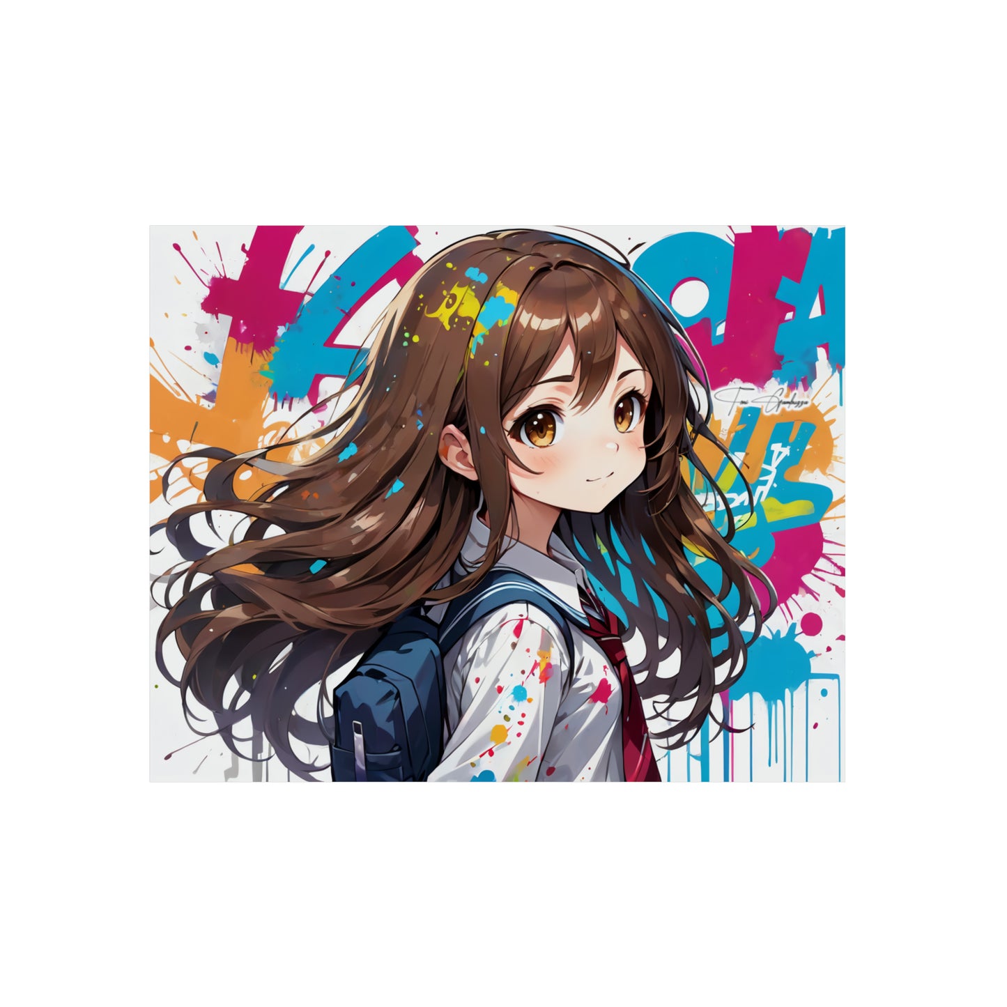 Manga Mural: Yuuna 🇩🇪 GER Shipping - Anime Graffiti Art on Metal Poster