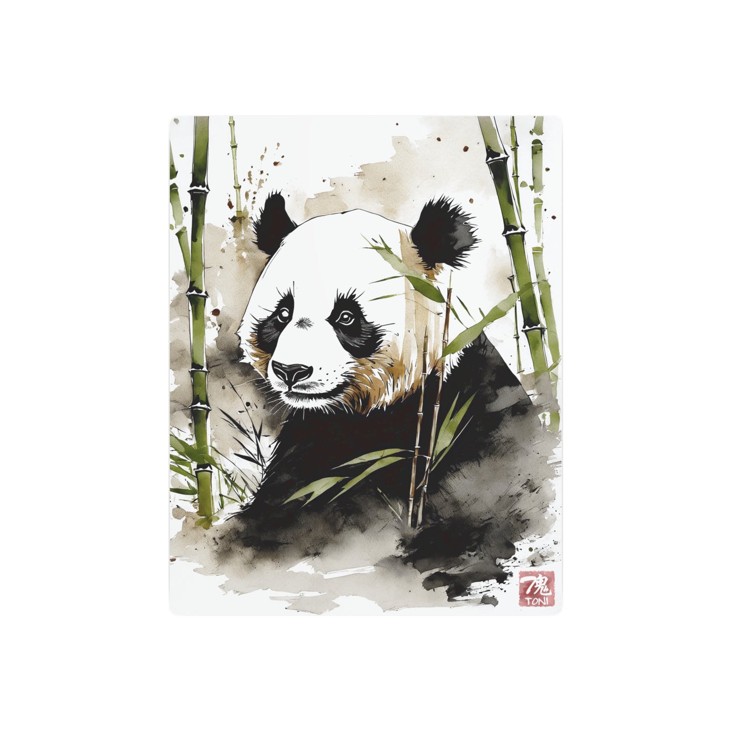 Sumi-e Art - Panda 🇺🇸 US Shipping - Traditional Japanese Art on Metal Poster