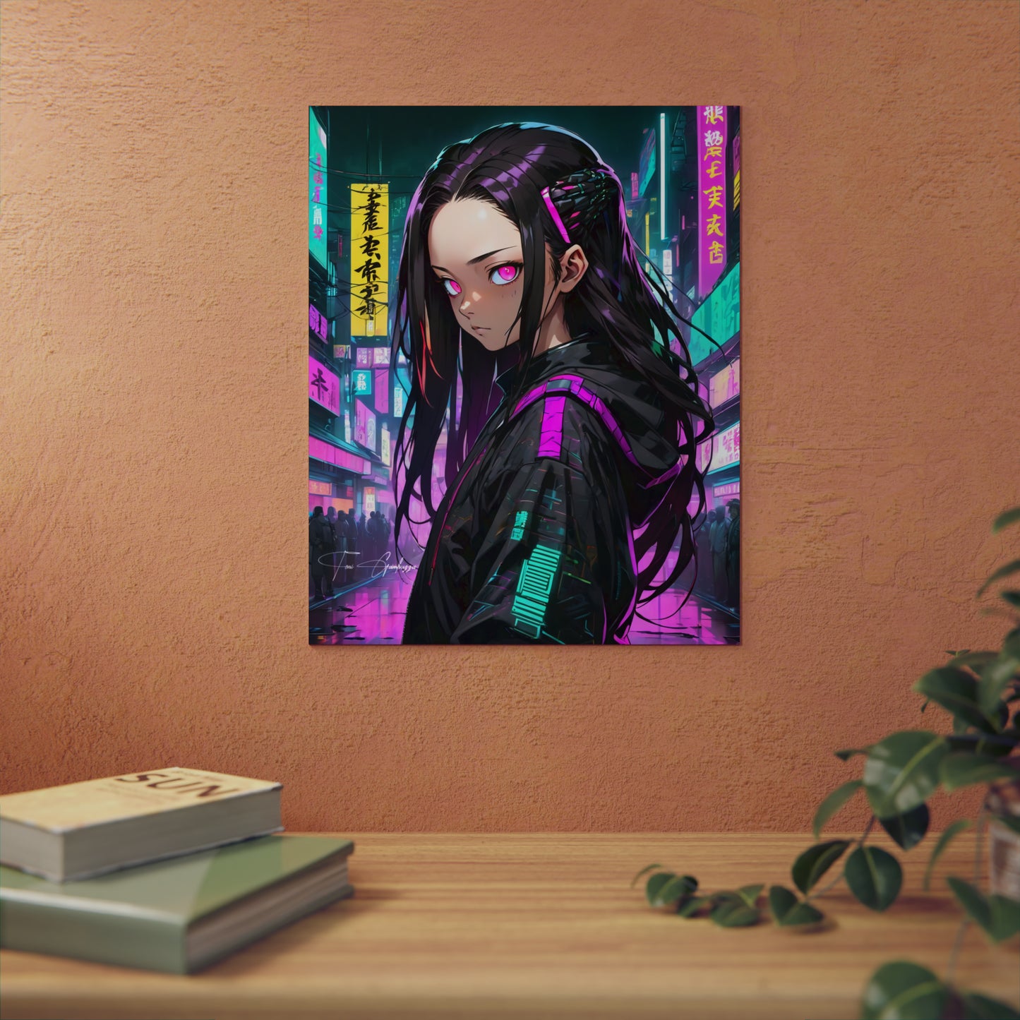 Cyberpunk Nezuko 🇩🇪 GER Shipping - Anime Art on Metal Poster