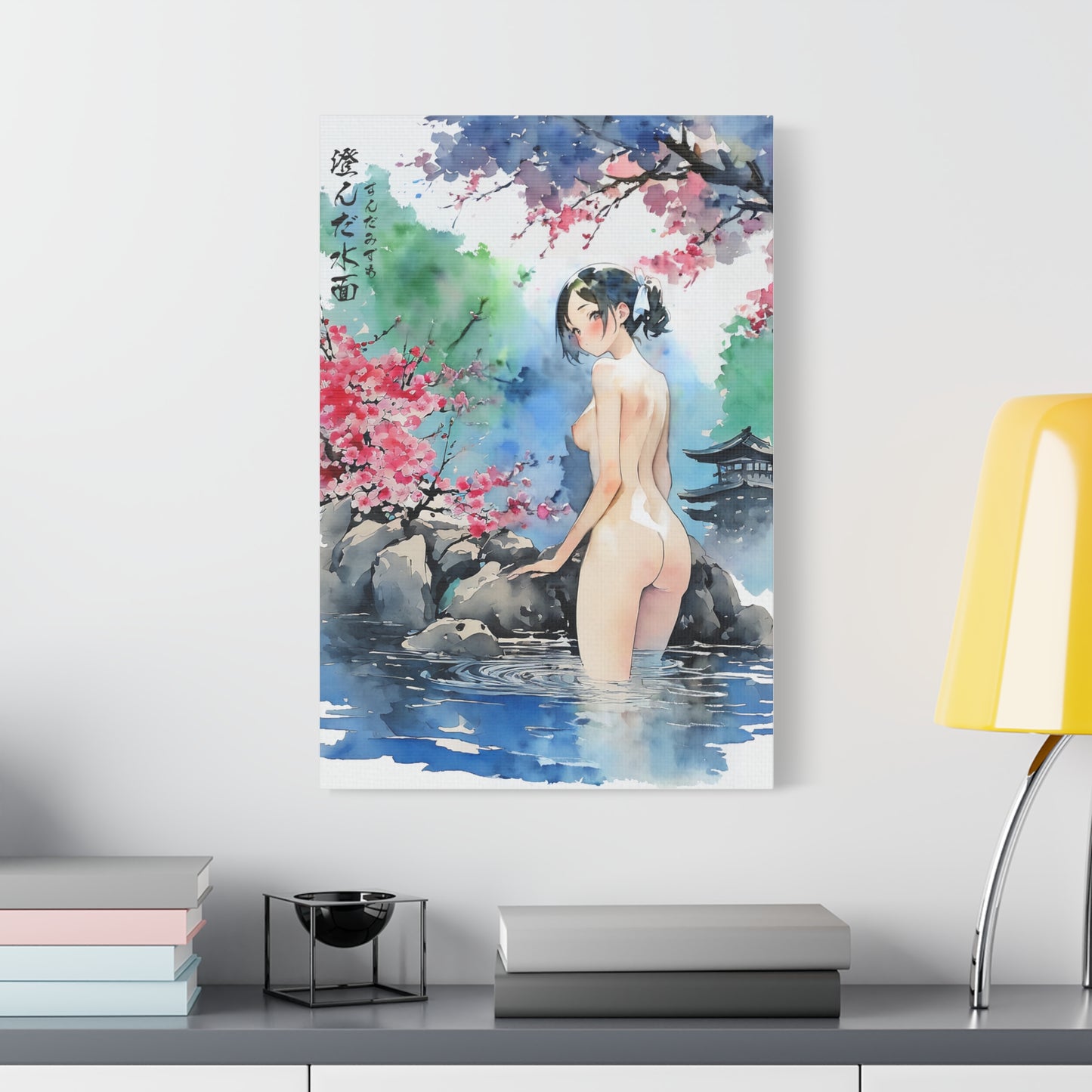 Sumi-Manga Art  - Bathing Girl • Traditional Japanese Art on high quality Canvas