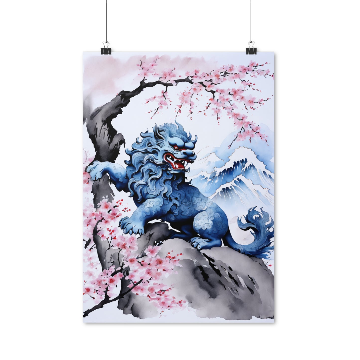 Sumi-e Art - Komainu • Traditional Japanese Art on high quality poster