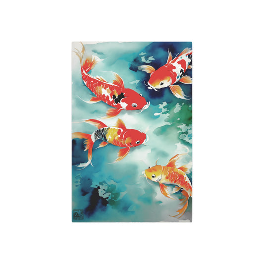 Sumi-e Art - Koi Pond 🇺🇸 US Shipping - Traditional Japanese Art on Metal Poster