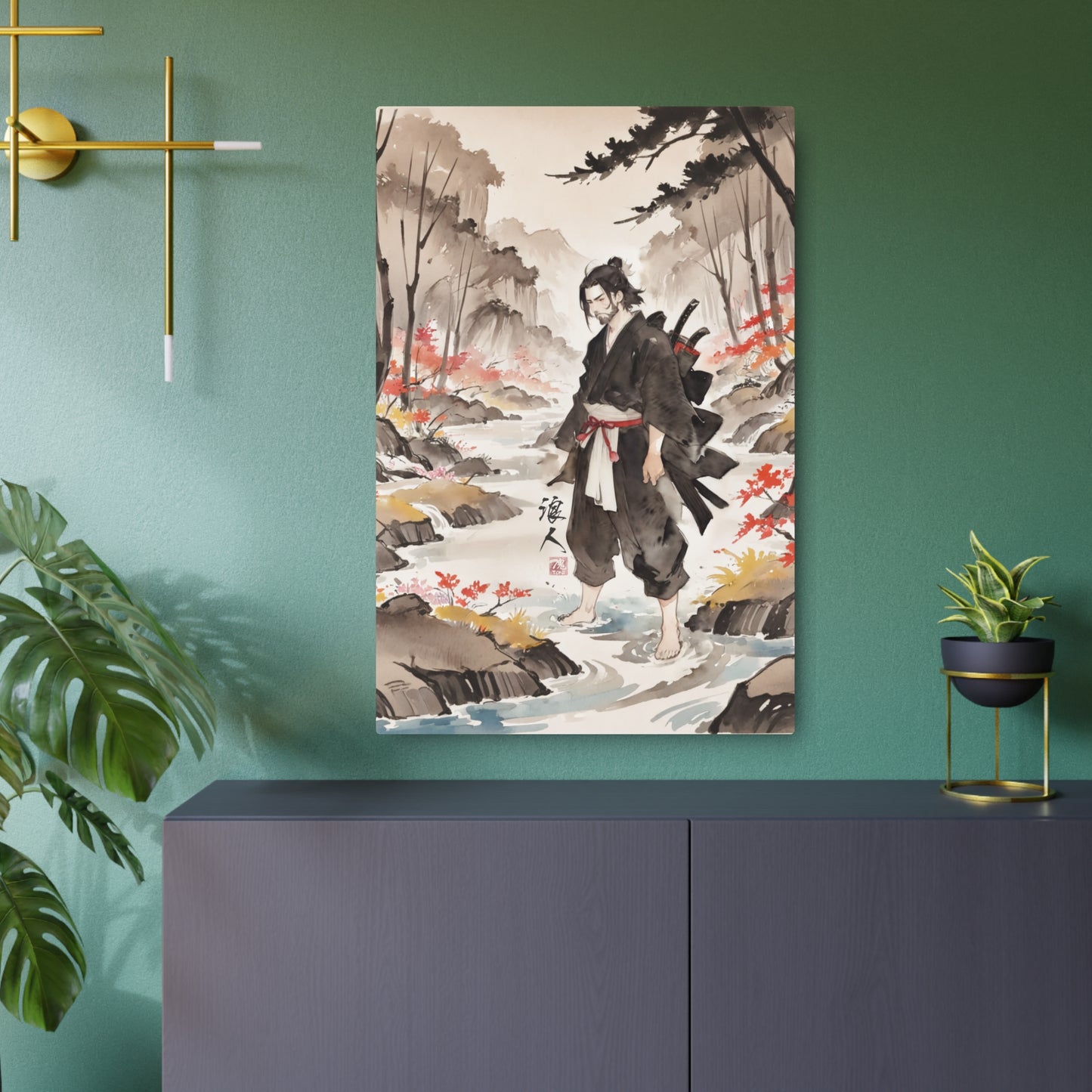 Sumi-e Art - Ronin 🇺🇸 US Shipping - Traditional Japanese Art on Metal Poster