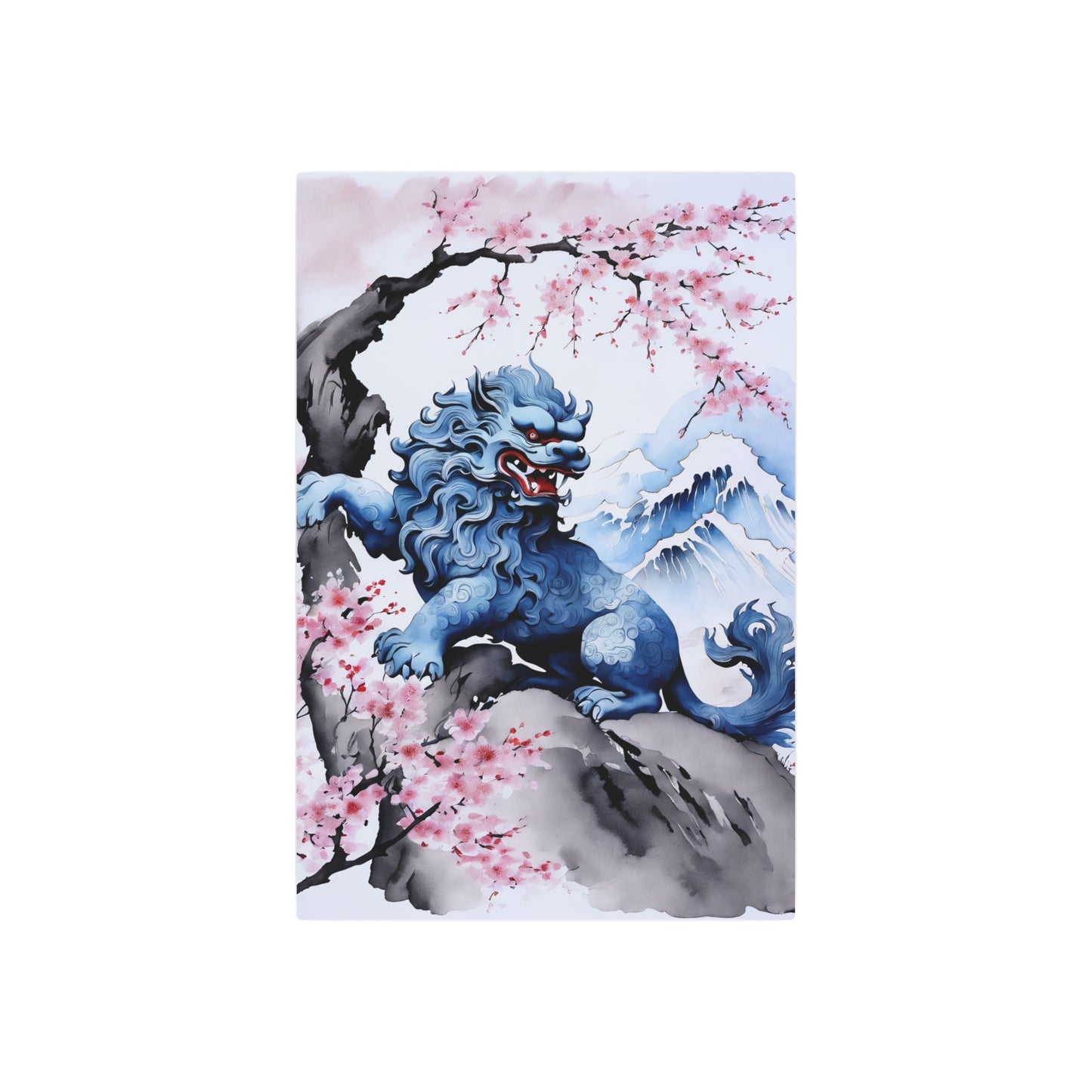 Sumi-e Art - Komainu 🇺🇸 US Shipping - Traditional Japanese Art on Metal Poster