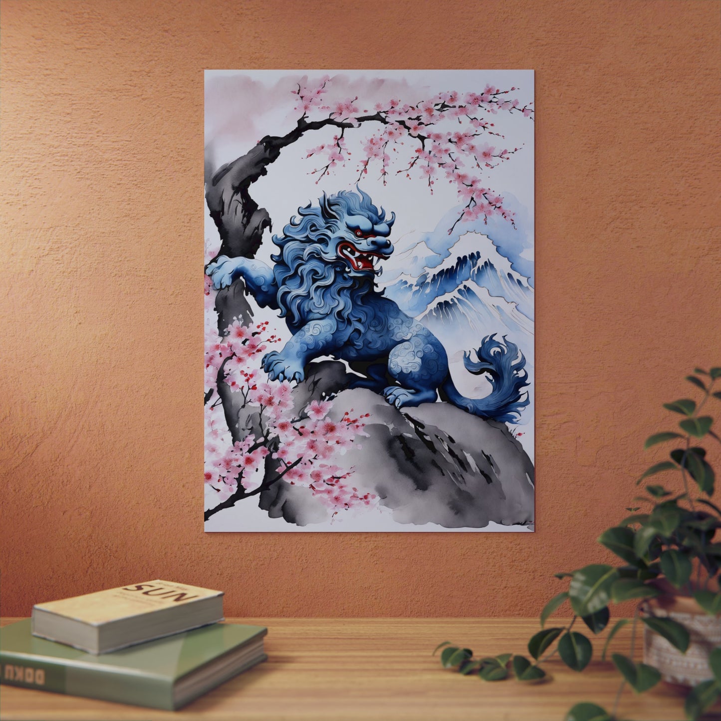 Sumi-e Art - Komainu 🇩🇪 GER Shipping - Traditional Japanese Art on Metal Poster