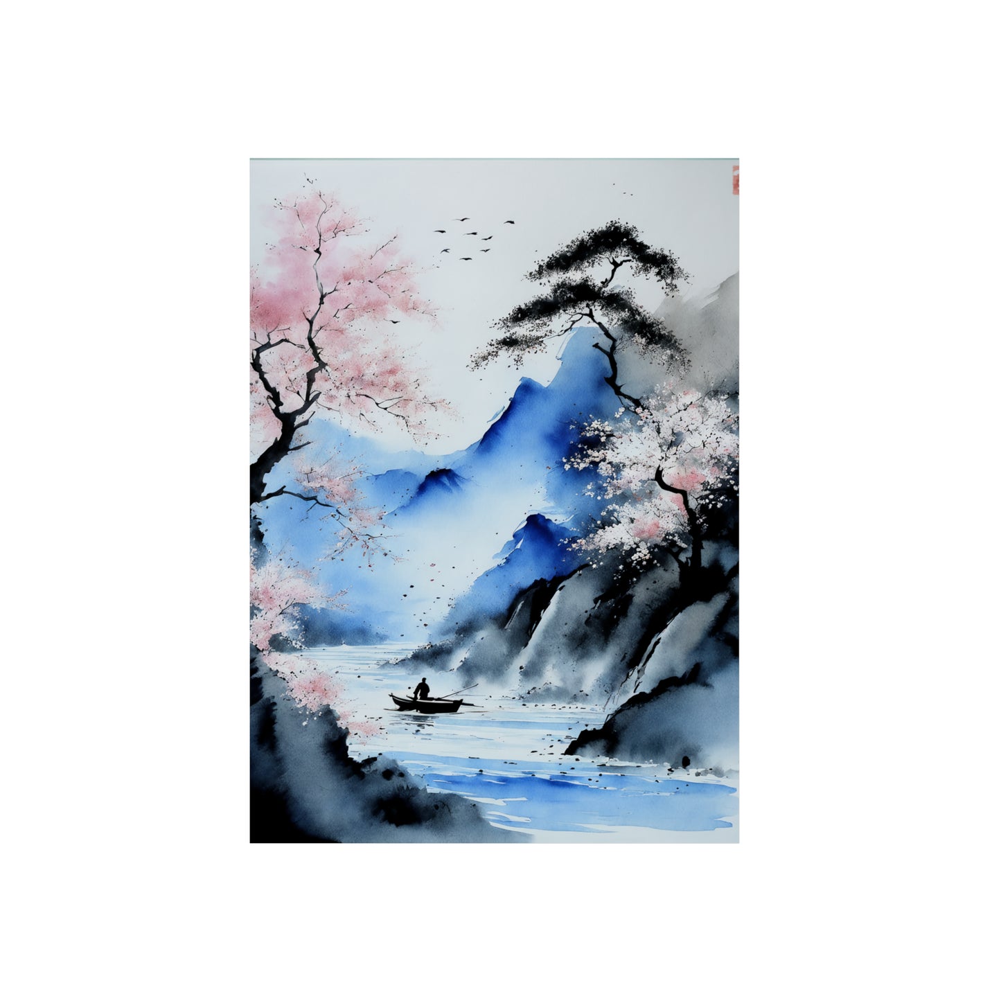 Sumi-e Art - Silent waters 🇩🇪 GER Shipping - Traditional Japanese Art on Metal Poster