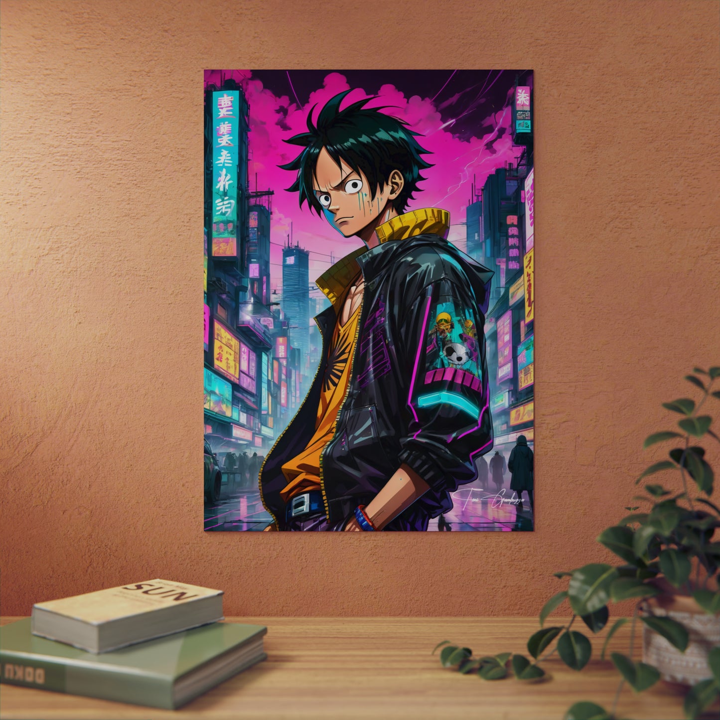 Cyberpunk Luffy 🇩🇪 GER Shipping - Anime Art on Metal Poster