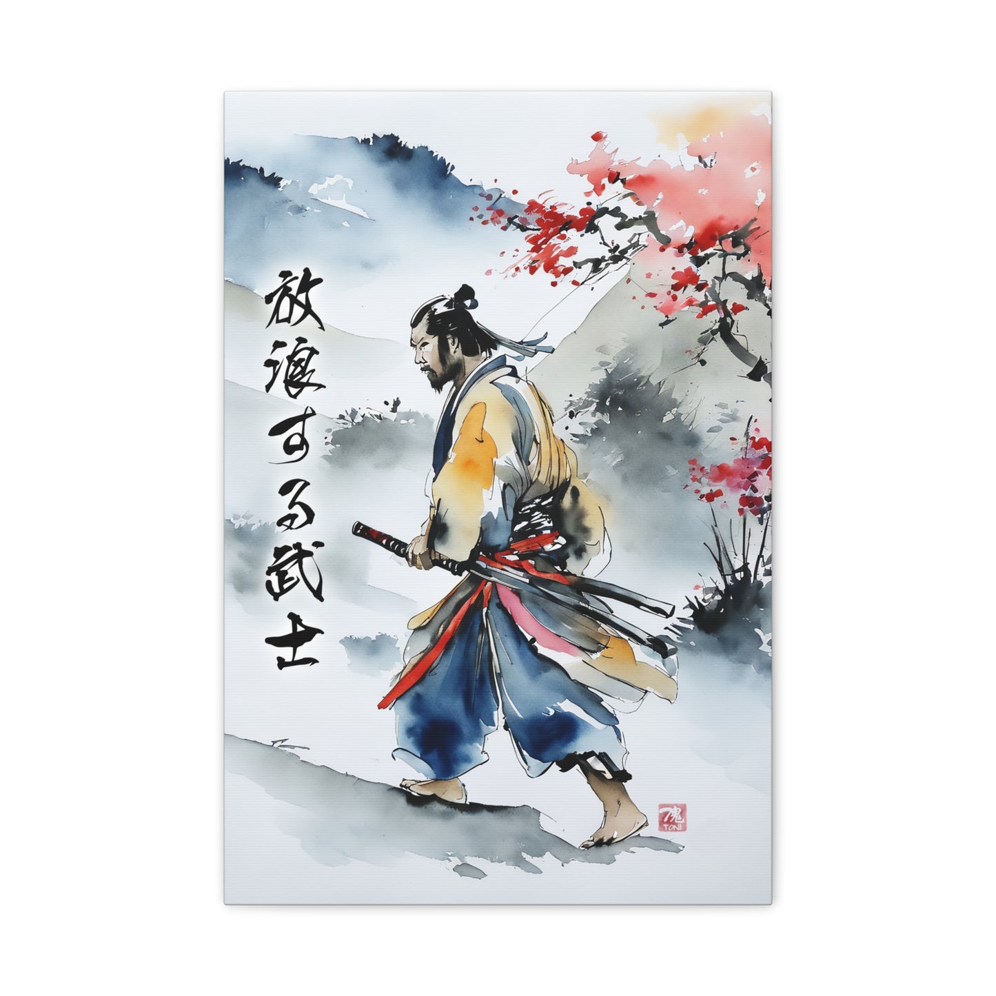 Sumi-e Art  - Wandering Samurai • Traditional Japanese Art on high quality Canvas