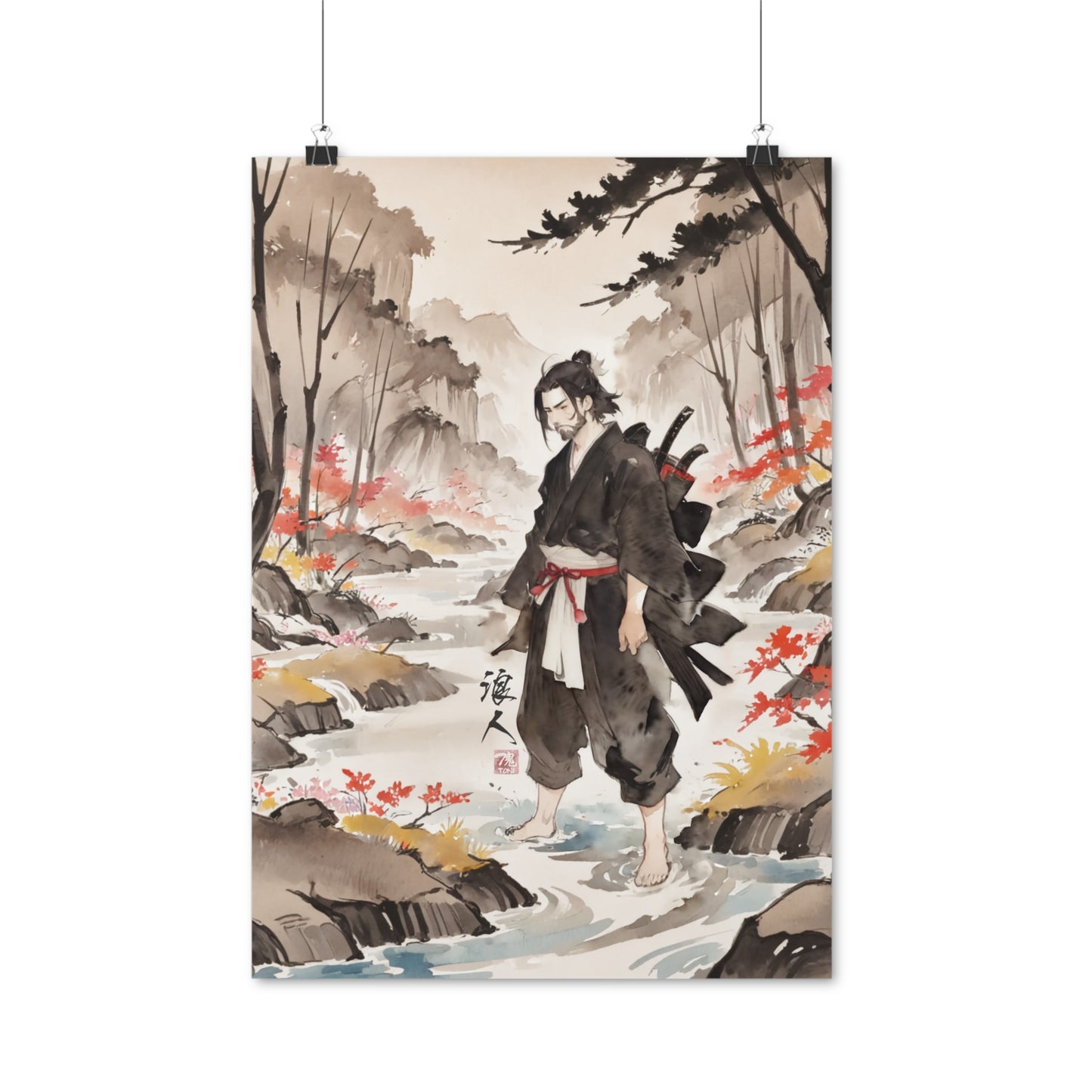 Sumi-e Art - Ronin • Traditional Japanese Art on high quality poster