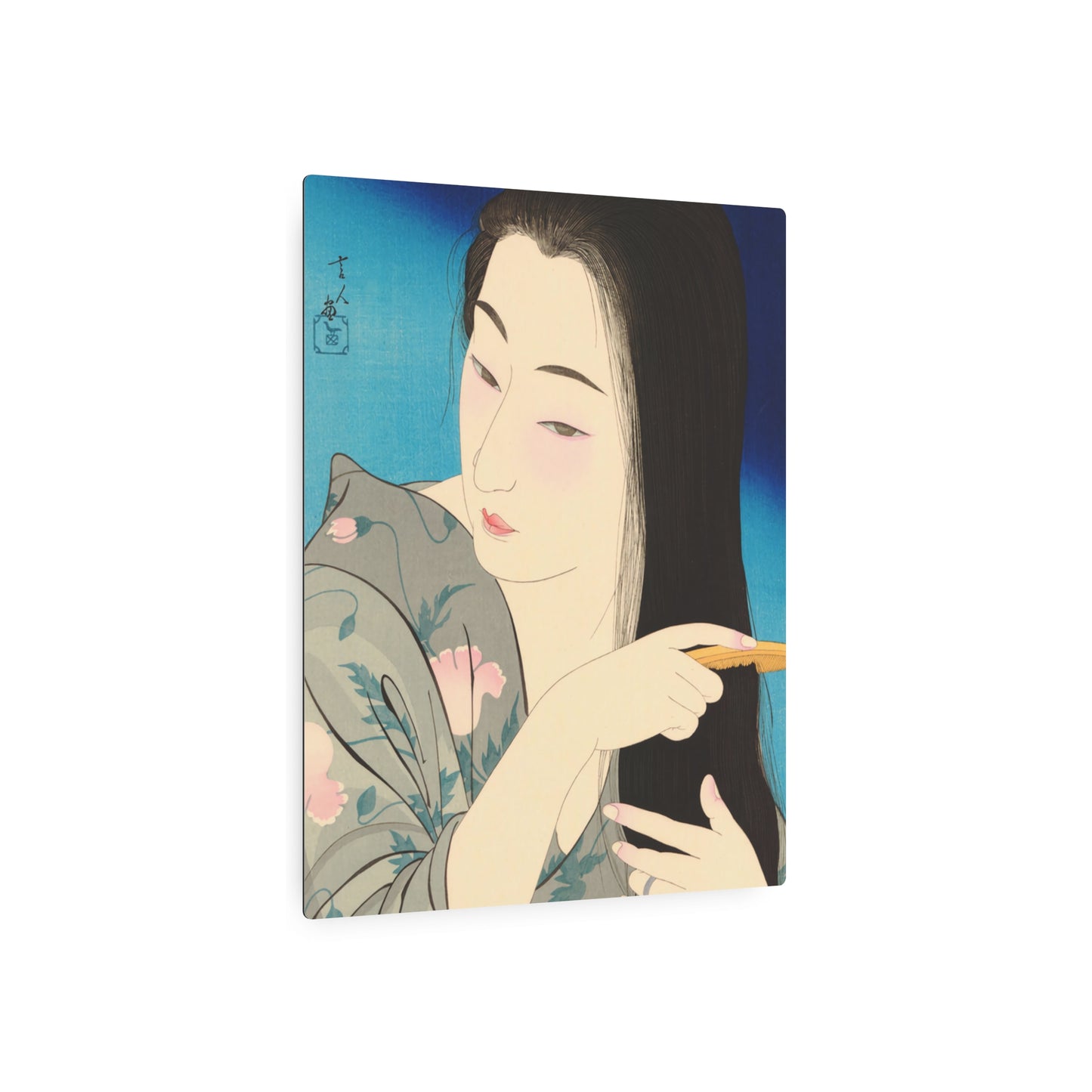 Ukiyo-e Art - Hair Combing - Torii Kotondo 🇺🇸 US Shipping - Traditional Japanese Art on Metal Poster