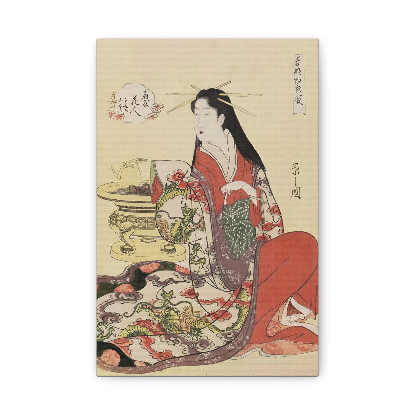 Ukiyo-e Art  - Hanabito of Ogiya • Hosoda Eishi • Traditional Japanese Art on high quality Canvas