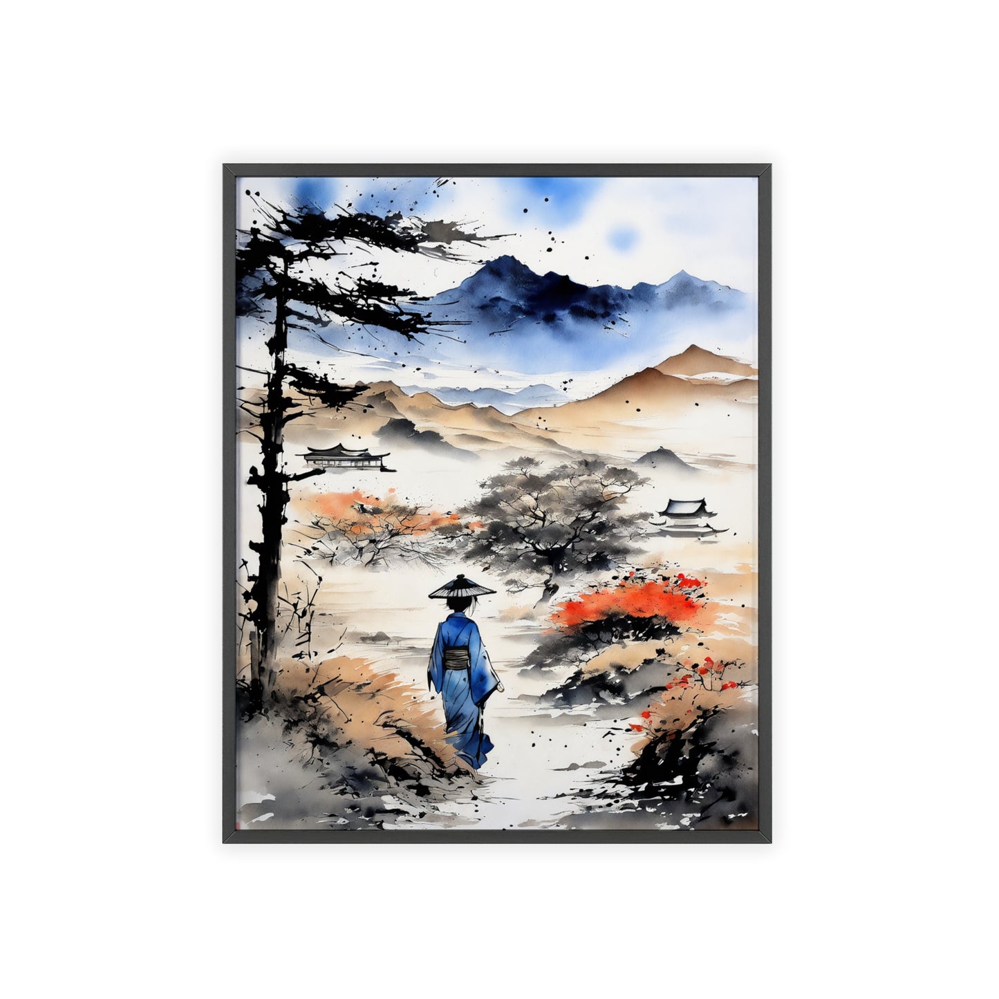 Sumi-e Art - Wasteland wisdom • Traditional Japanese Art • Framed