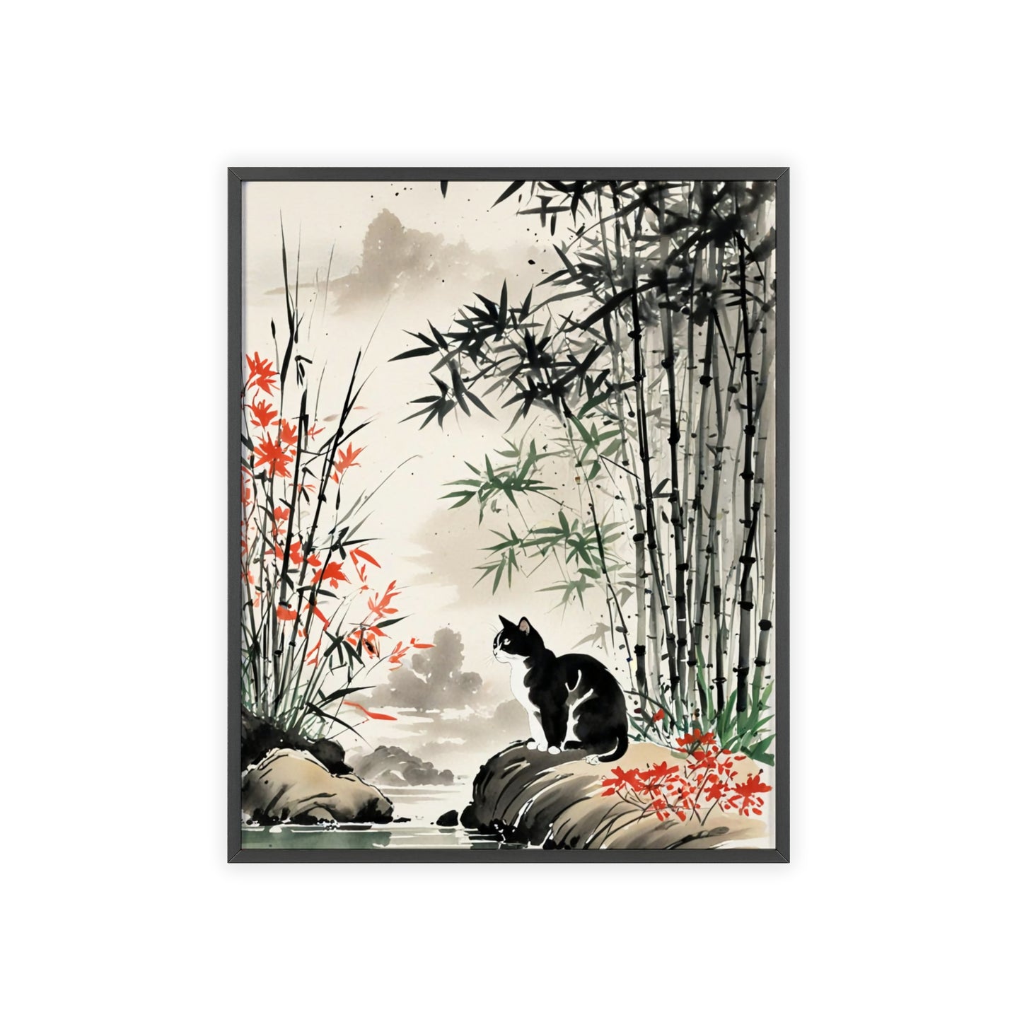 Sumi-e Art - Amidu • Traditional Japanese Art • Framed