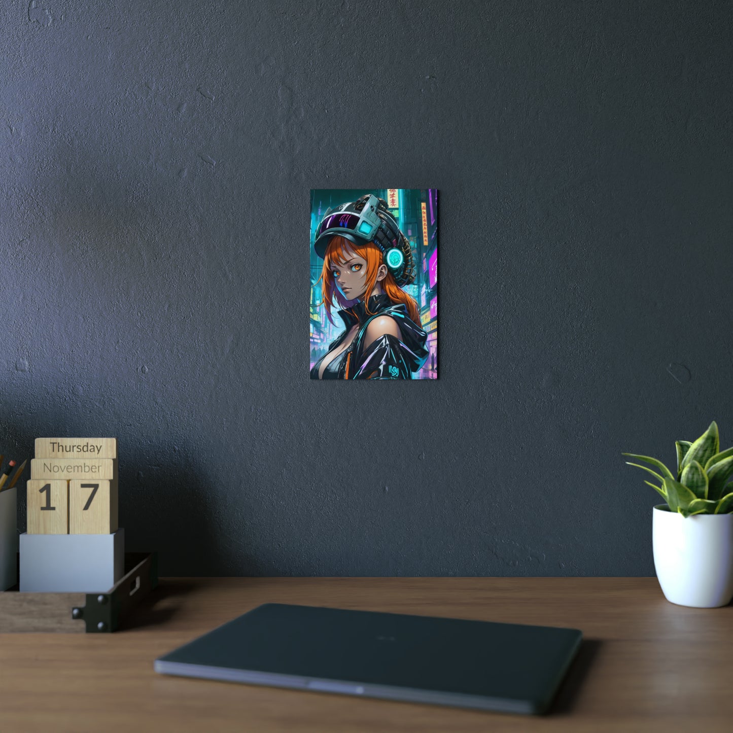 Cyberpunk Nami Portrait 🇩🇪 GER Shipping - Anime Art on Metal Poster