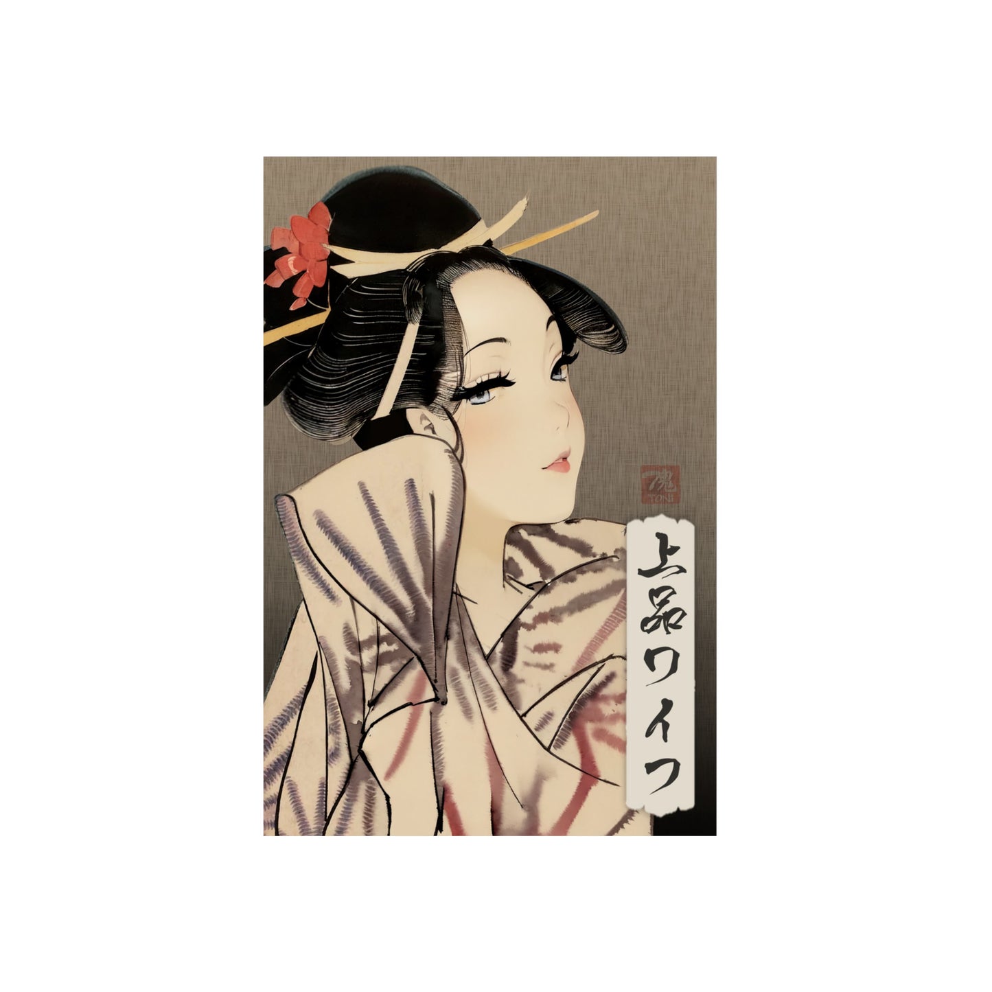 Ukiyo-e Art - Elegant Waifu 🇩🇪 GER Shipping - Traditional Japanese Art on Metal Poster