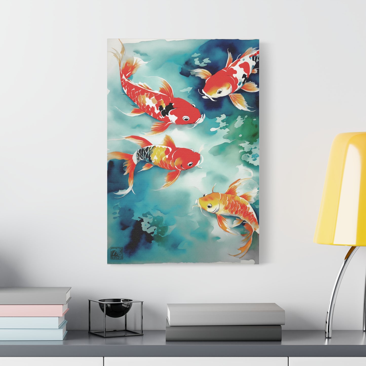 Sumi-e Art  - Koi Pond • Traditional Japanese Art on high quality Canvas