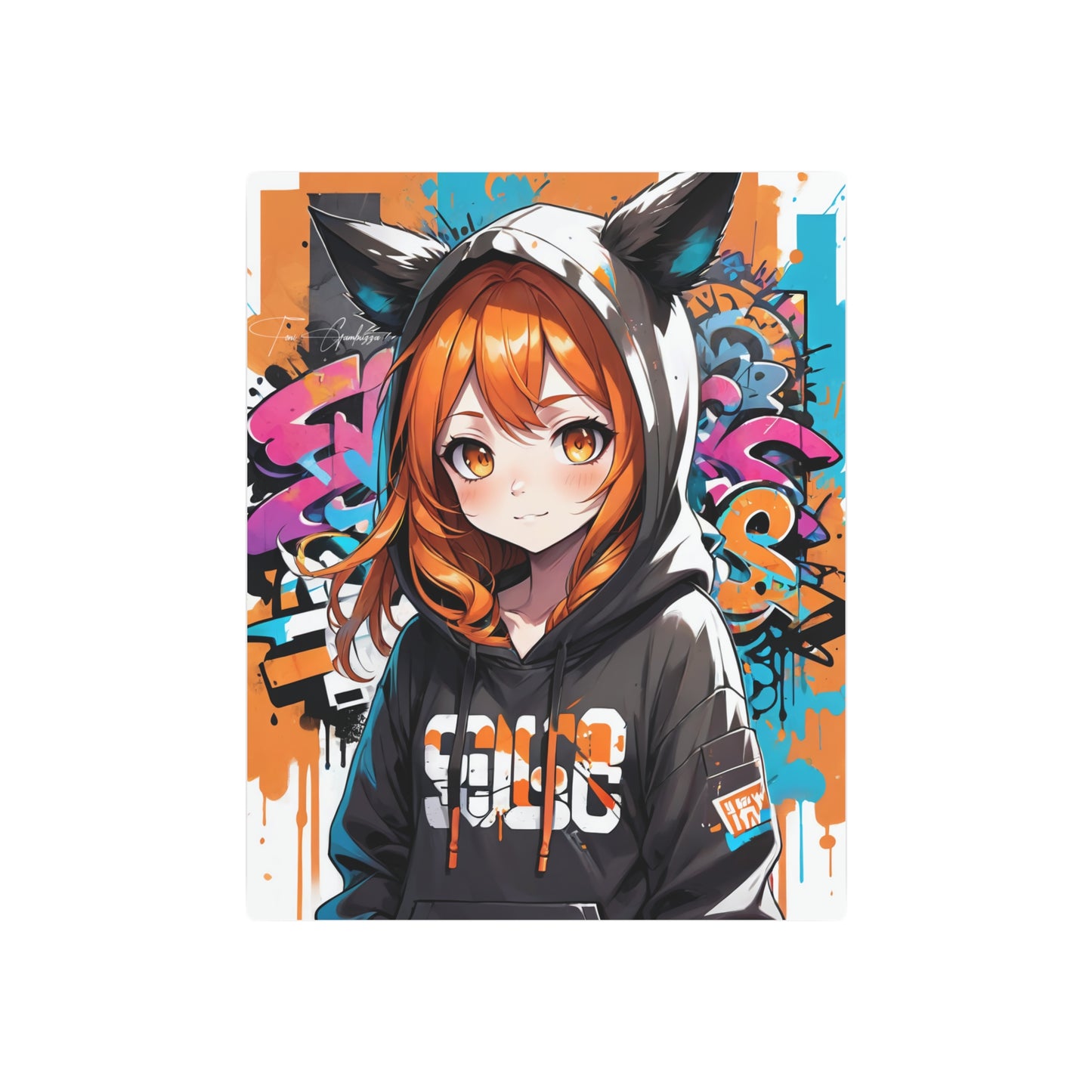 Manga Mural: Mina 🇺🇸 US Shipping - Anime Graffiti Art on Metal Poster