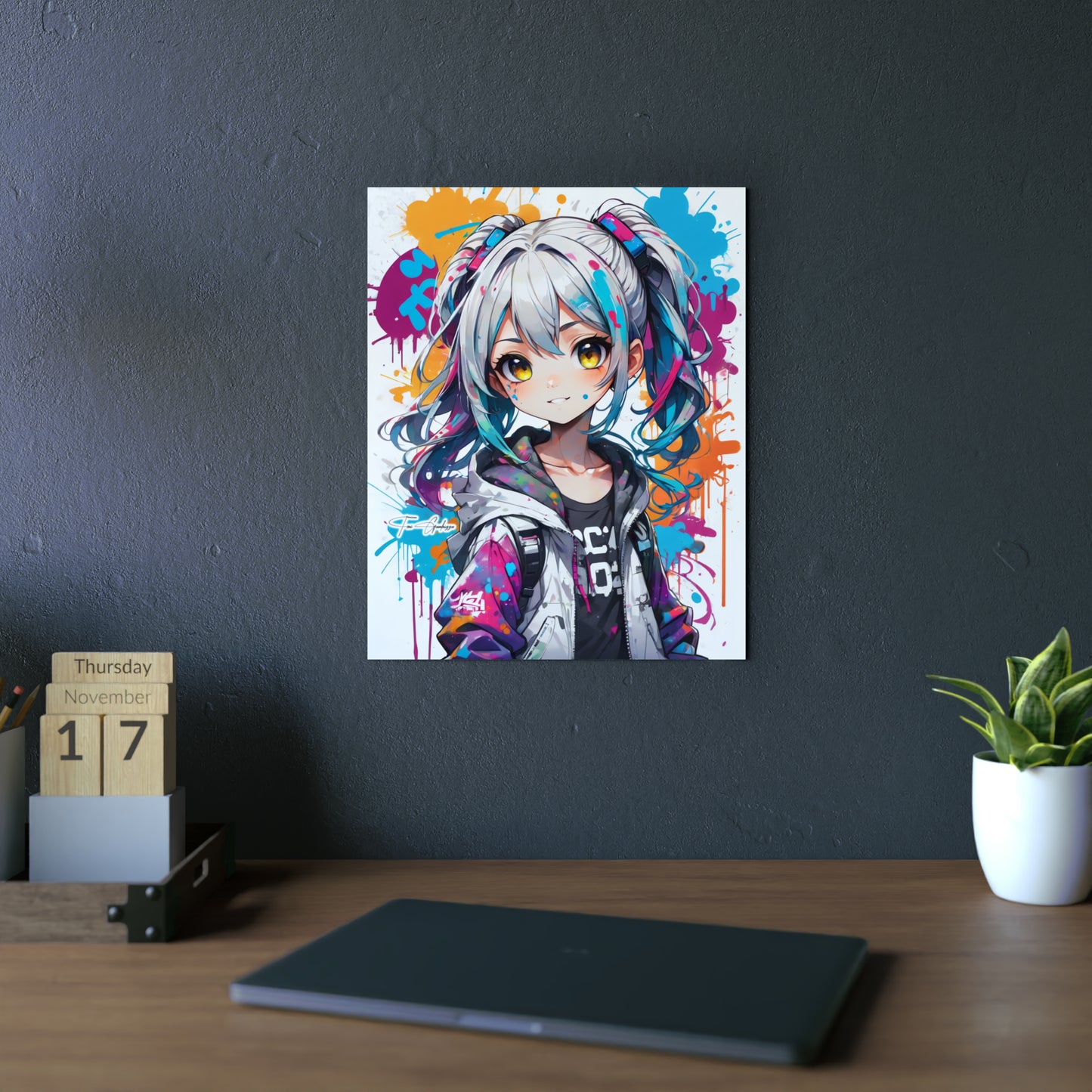 Manga Mural: Yui 🇩🇪 GER Shipping - Anime Graffiti Art on Metal Poster