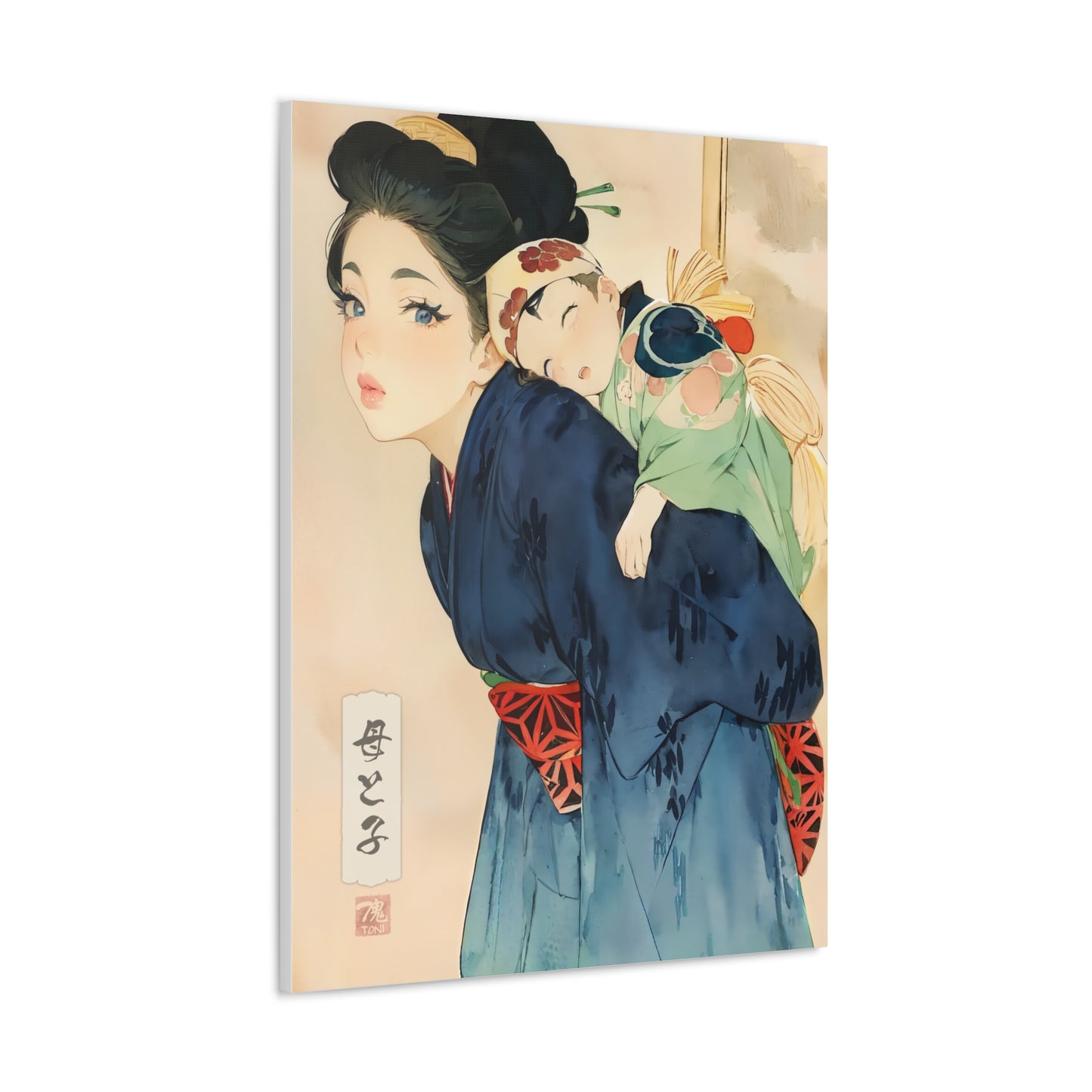 Ukiyo-e Art - Mother and child • Traditional Japanese Art on high quality Canvas