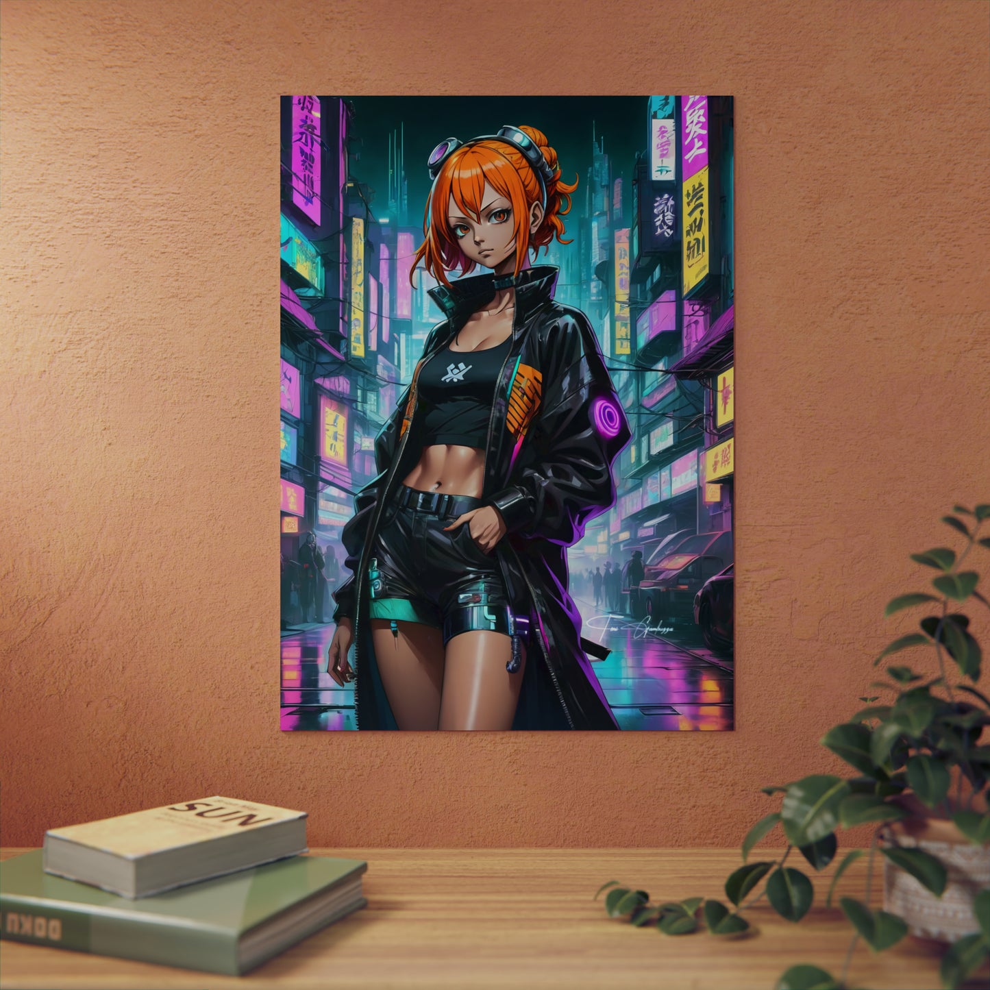 Cyberpunk Nami 🇩🇪 GER Shipping - Anime Art on Metal Poster