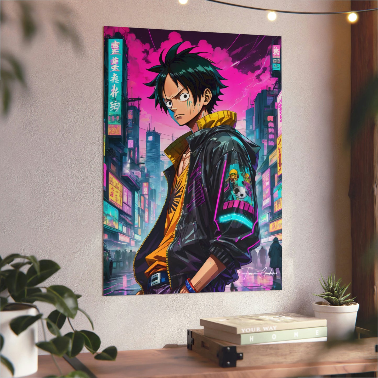 Cyberpunk Luffy 🇩🇪 GER Shipping - Anime Art on Metal Poster