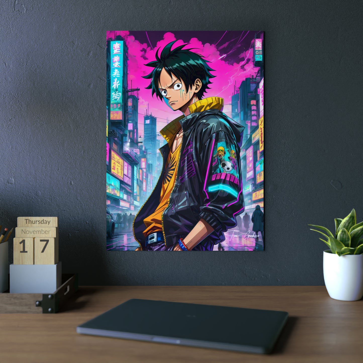 Cyberpunk Luffy 🇩🇪 GER Shipping - Anime Art on Metal Poster