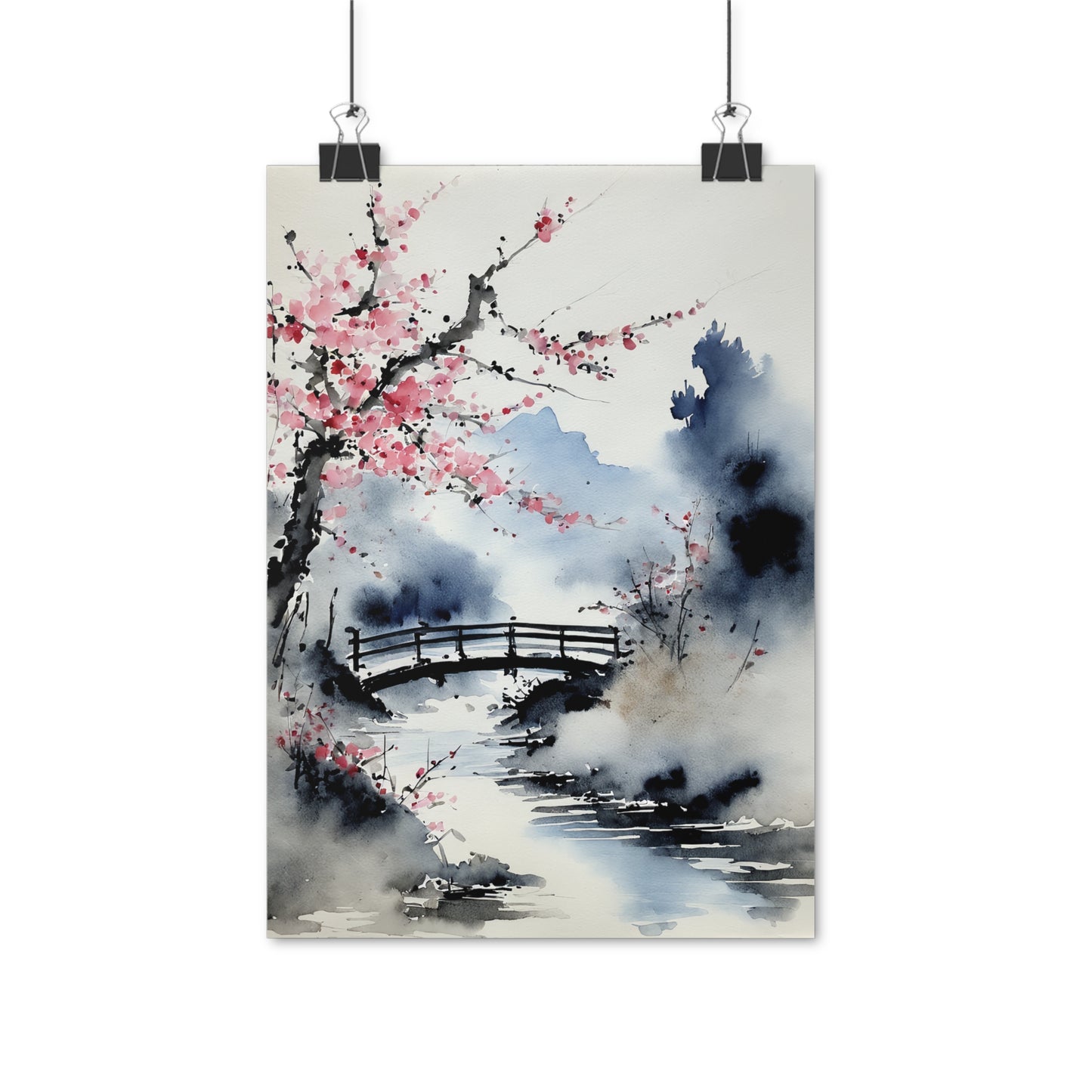 Sumi-e Art - The bridge • Traditional Japanese Art on high quality poster