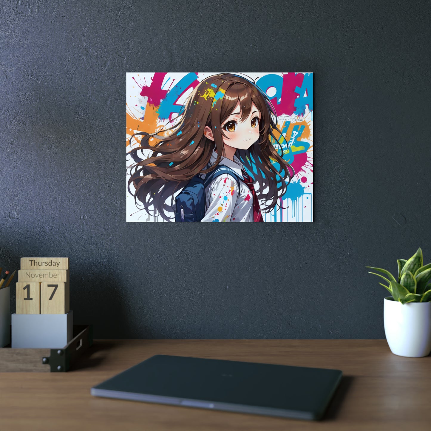 Manga Mural: Yuuna 🇩🇪 GER Shipping - Anime Graffiti Art on Metal Poster