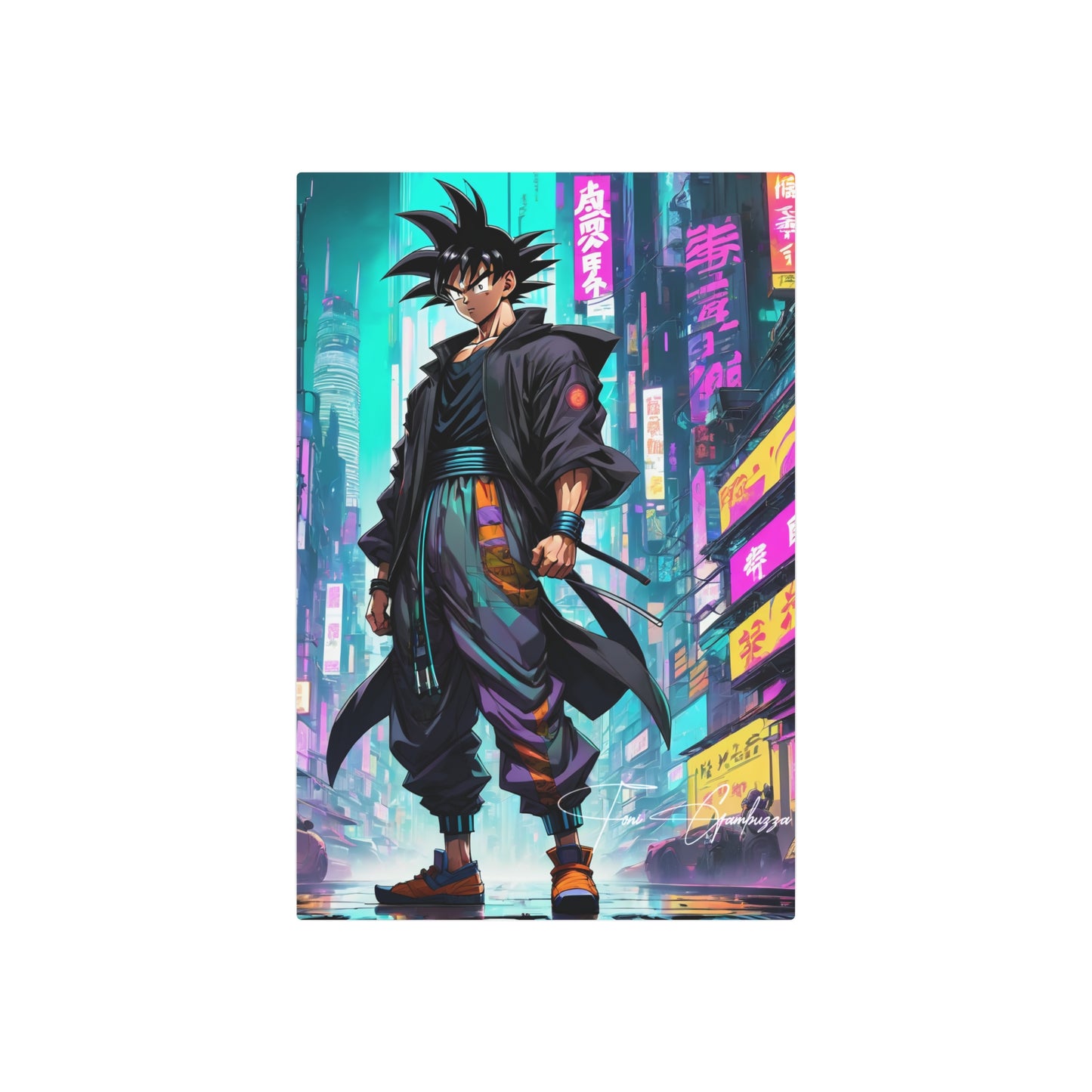 Cyberpunk Xeno Goku 🇺🇸 US Shipping - Anime Art on Metal Poster